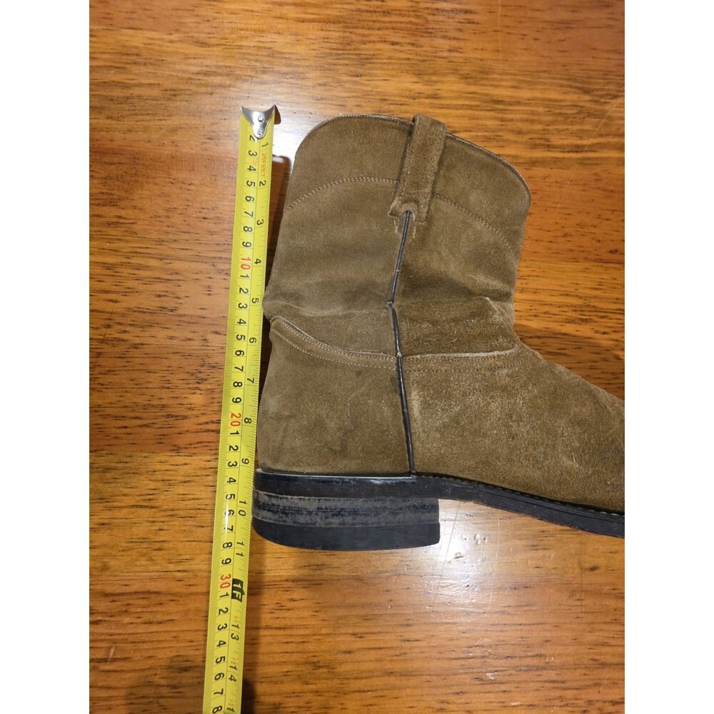 Caborca Mens Vintage Brown Suede Leather Cowboy Boots Size 8.5 US 26.5 Mex Wide - Picture 8 of 11
